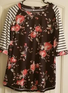 Floral/Striped Raglan